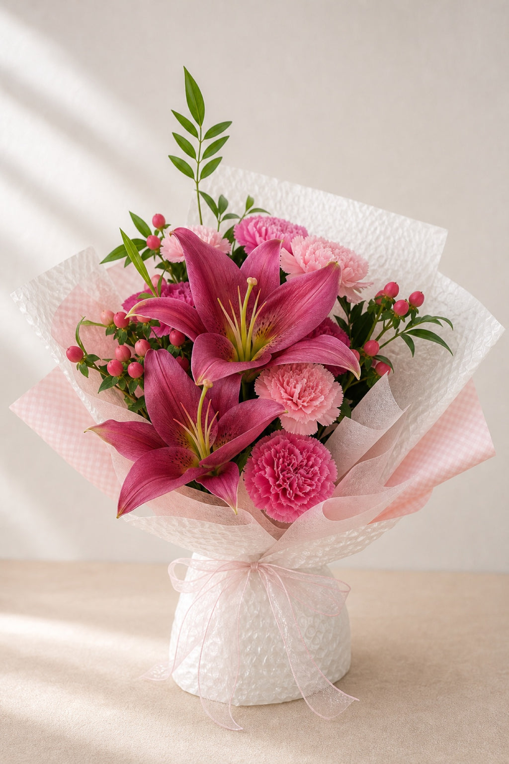 Pink Lily & Carnation Bouquet - photo 1