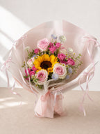 18 - Sunflower Pink Ribbon Bouquet - photo 1