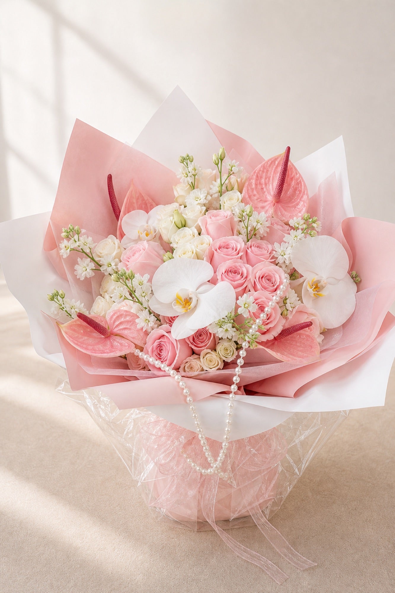 Pink Rose & Orchid Bouquet - photo 1