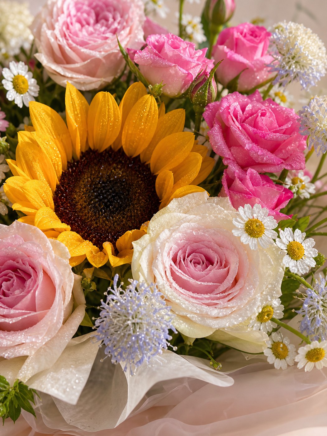18 - Sunflower Pink Ribbon Bouquet - photo 2