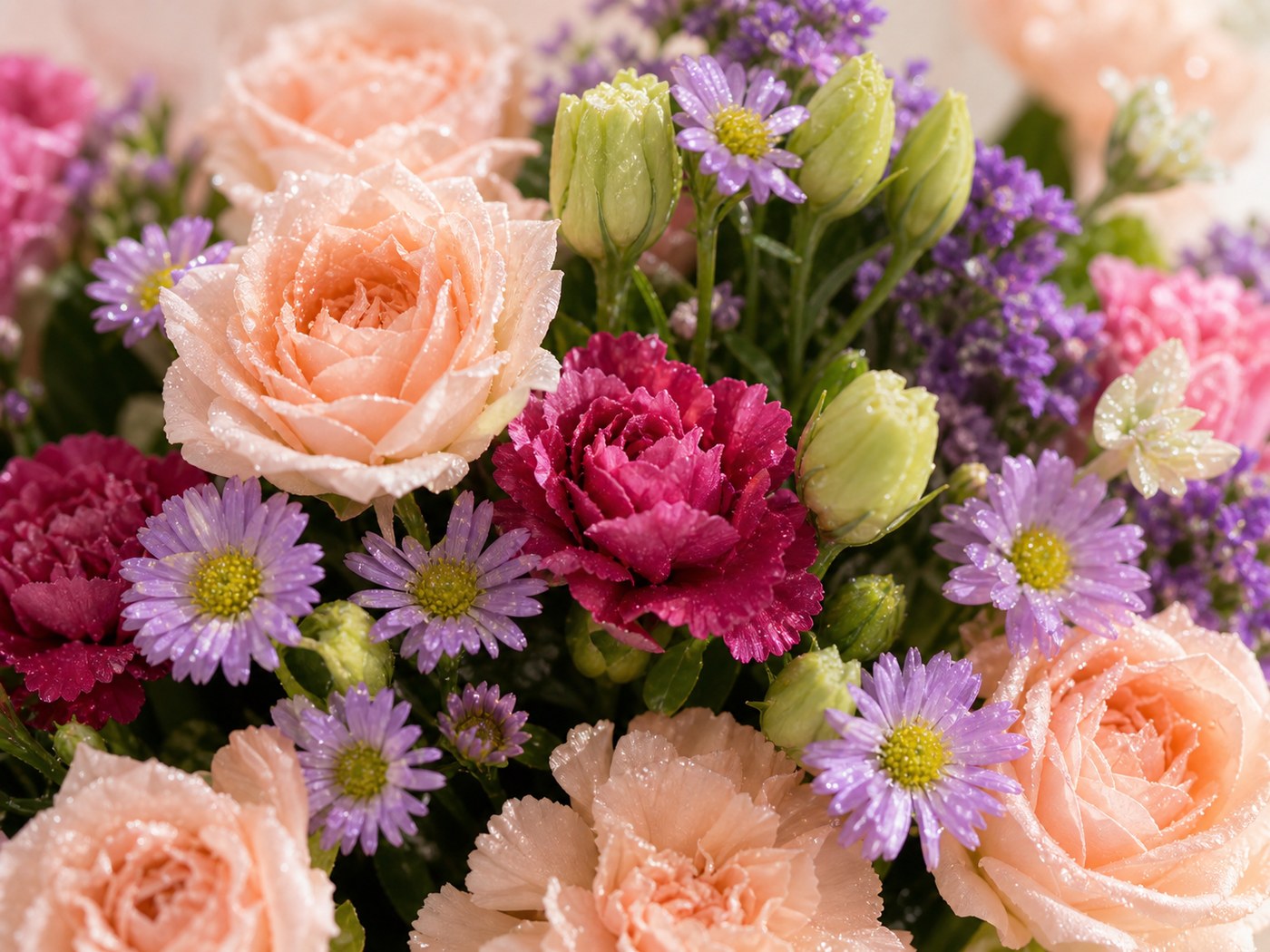 19 - Cream Pink Purple Daisy Bouquet - photo 2
