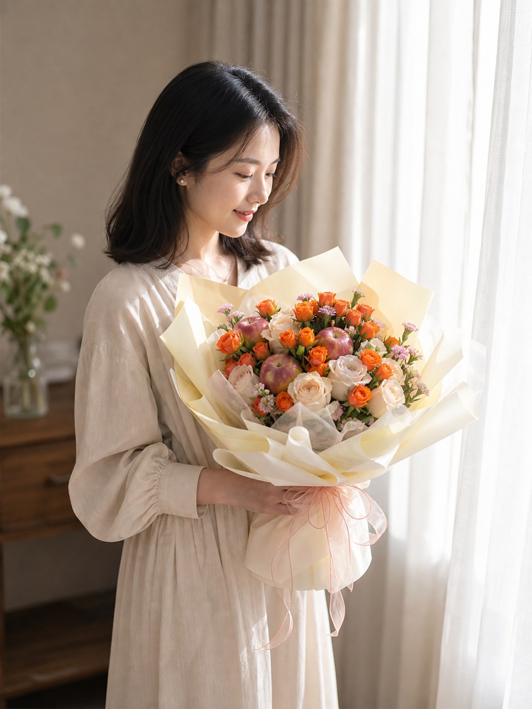 21 - Orange Rose Apple Bouquet - photo 3
