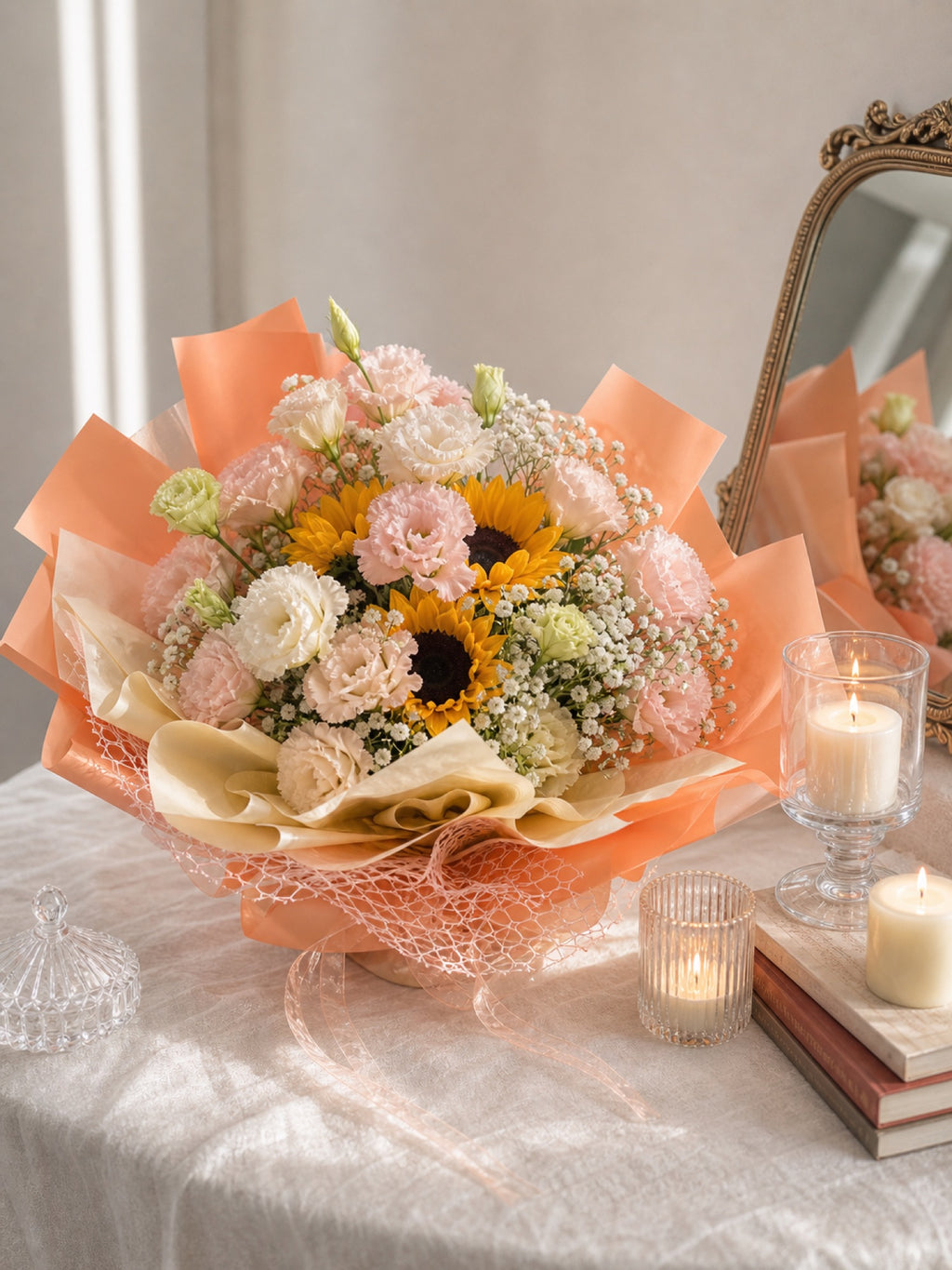 Sunflower & Pink Rose Bouquet - photo 4