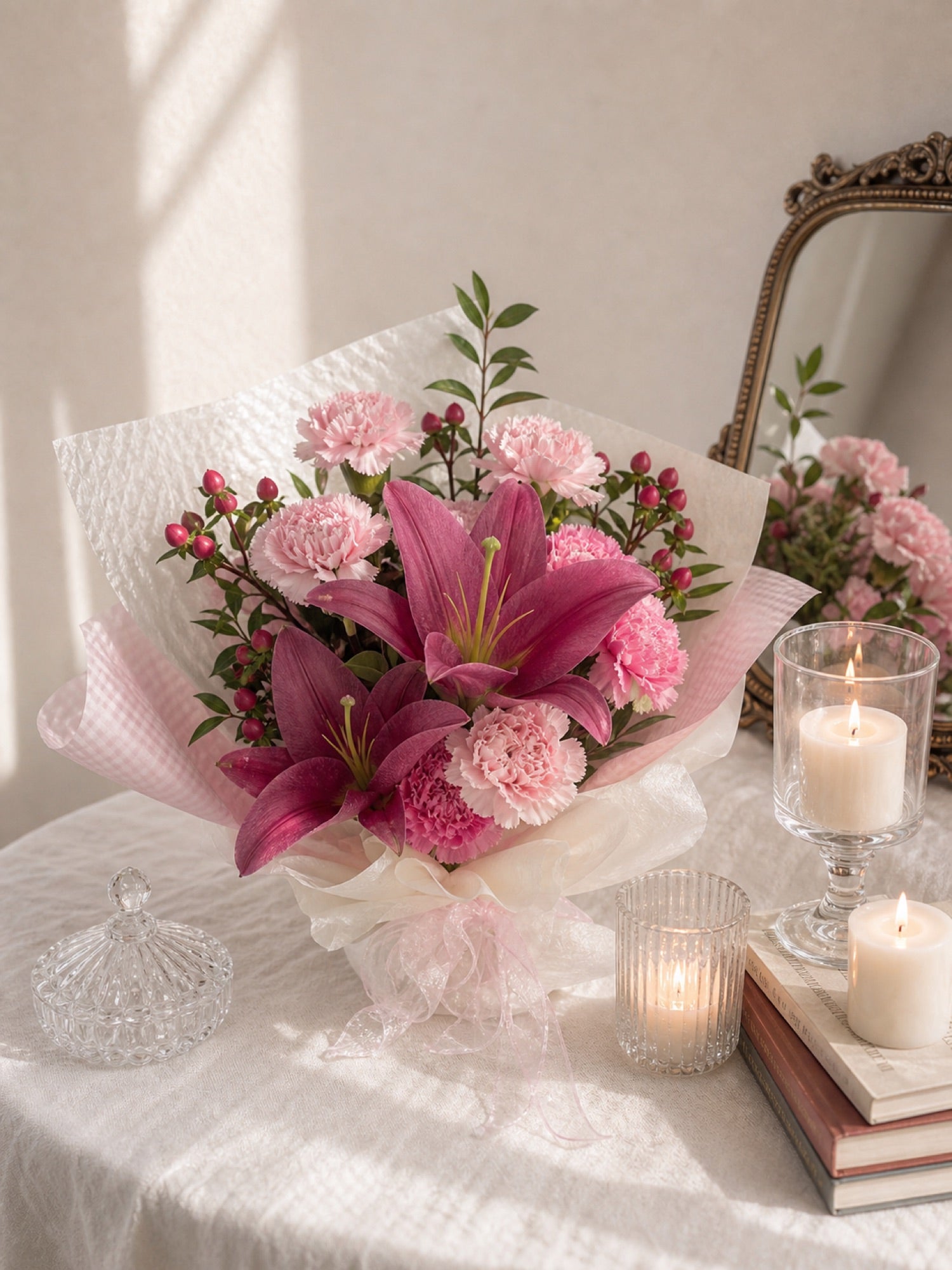 Pink Lily & Carnation Bouquet - photo 4